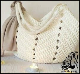 بافتنی و آموزش بافت کیف زنانه قلاب بافی به صورت تصویری - Beautiful20women20knitting20bag 01