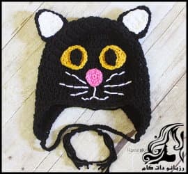 بافتنی و آموزش بافت کلاه گربه سیاه - Black20cat20hat20knitted20tutorial 01