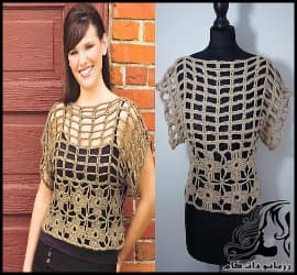آموزش تصویری بافت بلوز قلاب بافی زنانه - Blues20Women20crocheted 26