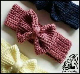 بافتنی و آموزش بافت هدبند پاپیونی - Bow20tie20headband20knitted20tutorial 01