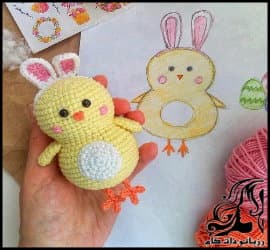 بافتنی و آموزش رج به رج بافت عروسک جوجه - Chick20Teddy20crocheted 01