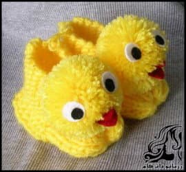 بافتنی و آموزش بافت پاپوش نوزاد مدل جوجه - Chicken20slippers20texture 01