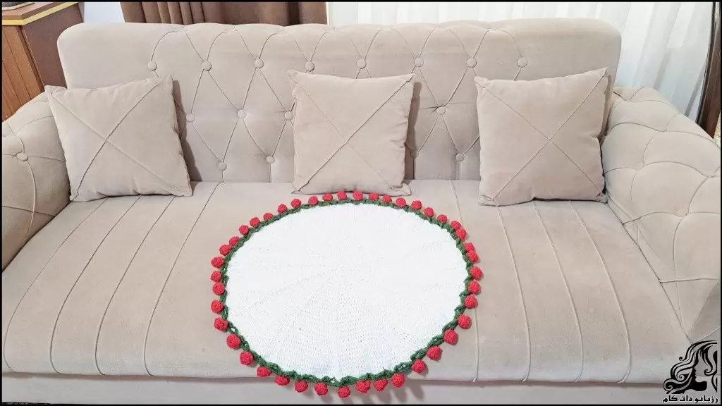 آموزش بافت شال مبل گل دسته ای شیک و مدرن با قلاب