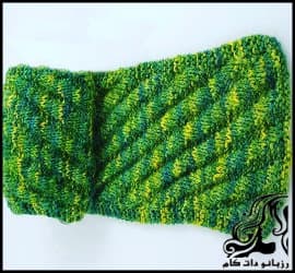 بافتنی و آموزش بافت شال مدل راه راه مورب با دومیل - Diagonal20striped20shawl20texture20with20two20shafts 01