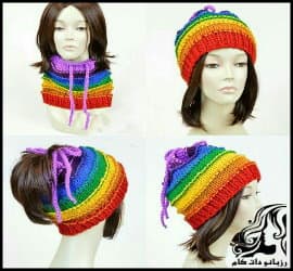 بافتنی و آموزش بافت کلاه شال دوکاره - Double20functional20knitted20scarf20hat 01