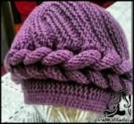 بافتنی و آموزش بافت کلاه بنفشه مدل گیس برجسته - Embossed20wig20purple20hat 01