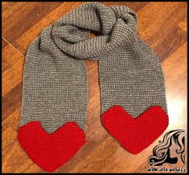 بافتنی و آموزش بافت شالگردن دخترانه با جیب قلبی - Girls20scarf20texture20with20heart20pockets 02