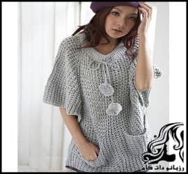 بافتنی و آموزش بافت پلیور طوسی زنانه - Gray20sweater20texture20tutorial 01
