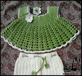 بافتنی و آموزش بافت سارافون و شلوارک بچگانه - Green20and20milk20shorts20sundress 01
