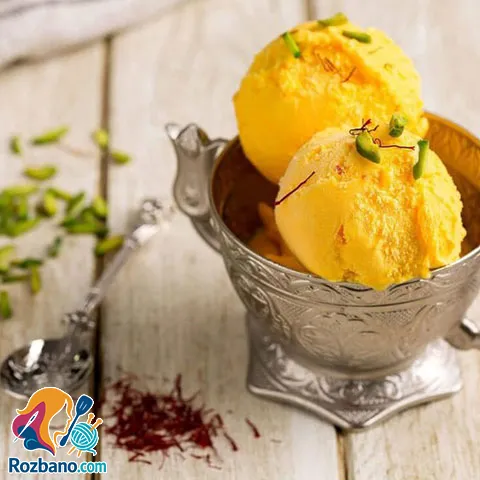 طرز تهیه بستنی سنتی کش دار زعفرانی با طعم اصیل ایرانی