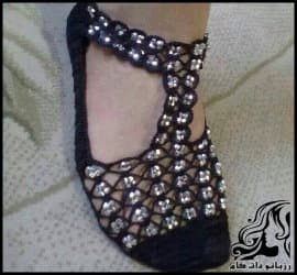 بافتنی و آموزش بافت پاپوش زنانه منجوق دوزی - Knitted20beaded20slippers 01
