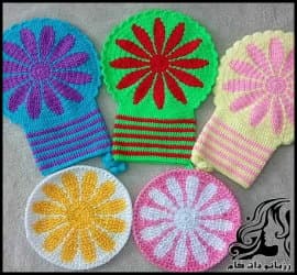 بافتنی و آموزش بافت اسکاج گل بابونه - Knitted20chamomile20flowers 01
