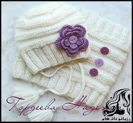 بافتنی و آموزش بافت کلاه نوزادی دومیل کشباف - Knitted20cream20baby20hat20tutorial 01