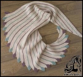 بافتنی و آموزش بافت شال گردن برگ فانتزی - Knitted20fancy20scarf 01