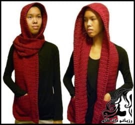 بافتنی و آموزش بافت شال کلاهدار - Knitted20hooded20shawl20tutorial 02