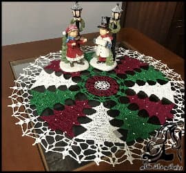 بافتنی و آموزش بافت رومیزی طرح کاج - Knitted20pine20pattern20tablecloth20tutorial 03