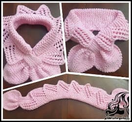 بافتنی و آموزش بافت شال دور گردنی چین دار - Knitted20pleated20scarf 02