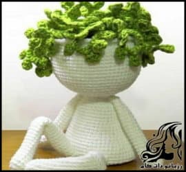 بافتنی و آموزش بافت گلدان دکوراتیو شیک و زیبا - Knitted20vase 06