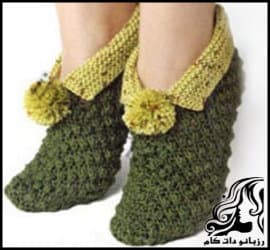 بافتنی و آموزش بافت پاپوش زنانه منگوله دار - Knitted20womens20slippers20texture 01