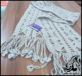 بافتنی و آموزش بافت شال قلاب بافی مدل توری و مربع - Lace20crochet20scarf 01