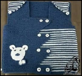 بافتنی و آموزش بافت جلیقه کودک مدل چپ و راست زیگزاگ - Left20and20right20zigzag20baby20vest 01