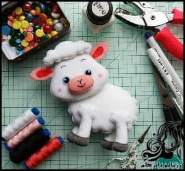 آموزش ساخت عروسک نمدی گوسفند زیبا و با نمک - Make20felt20sheep20doll 37