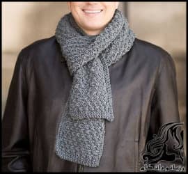 بافتنی و آموزش بافت شالگردن مردانه با دومیل - Mens20scarf20texture20with20two20mils 01
