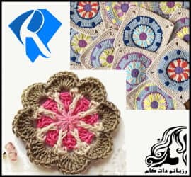 بافتنی و آموزش بافت موتیف فرفره و گل میخک - Motif20Ferfereh2020Carnation 02
