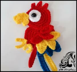 بافتنی و آموزش بافت اپلیکه طوطی - Parrot20applique20knitting20tutorial 09