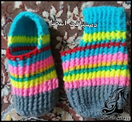 بافتنی و آموزش بافت پاپوش بچگانه رنگین کمانی - Rainbow20baby20slippers 01
