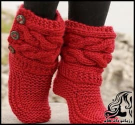 بافتنی و آموزش بافت پاپوش چکمه قرمز زنانه - Red20boot20covers20knitted20tutorial 11