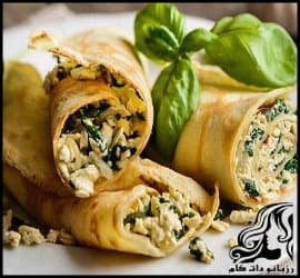 طرز تهیه رول کرپ پنیری همراه با فیلم - Roll20crepe20with20cheese 01