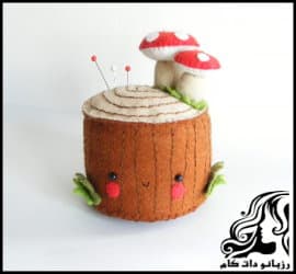 آموزش تصویری دوخت جاسوزنی نمدی به شکل تنه درخت - Sewing20pin20cushions20Felt 14