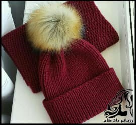 بافتنی و آموزش بافت ست شال و کلاه جگری - Shawl20and20hat20set20knitted20tutorial 01