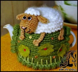 بافتنی و آموزش بافت روقوری فانتزی گوسفند مزرعه - Sheep20hook20weaving20for20kettle 25