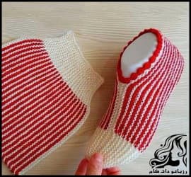 آموزش گام به گام بافت پاپوش قلاب بافی با فیلم و توضیحات کامل - Step20by20step20tutorial20on20socks20texture 03