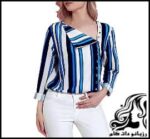 آموزش رسم الگو خیاطی پیراهن راه راه و آستین بلند زنانه - Striped20Womens20Tops20And20Blouses20Long20Sleeve 12