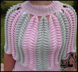 بافتنی و آموزش بافت بلوز شنلی زنانه با پیچ انگشتی - The20texture20of20the20shawl20blouse 01