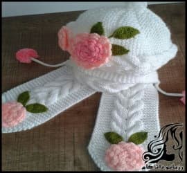 بافتنی و آموزش بافت شال و کلاه عرضی کودک - Weave20a20baby20cross20scarf20and20hat 01