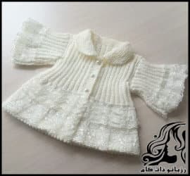 بافتنی و آموزش بافت ژاکت دخترانه سفید بچگانه - White20kid20sweater20texture 05