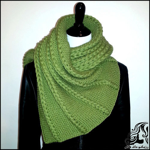 آموزش تصویری و گام به گام بافت شال گردن زنانه مدل گیس باف