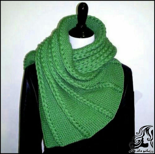آموزش تصویری بافت شال گردن مدل گیس باف
