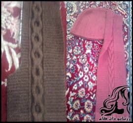 بافتنی و آموزش بافت شال و کلاه سرهم زنانه با طرح پیچ گرد - Womens20scarf20and20hat20weave 03
