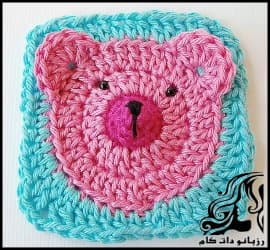 بافتنی و آموزش بافت پتو نوزاد طرح خرس - b1w knitted bear baby blanket 36