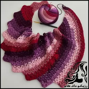 آموزش بافت شال مثلثی زیبا؛ قدمبهقدم تا یک شال زنانه شیک و دستباف - crochet20Beautiful20triangular20scarf20tutorial 02