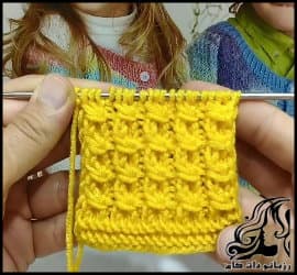 بافتنی و آموزش بافت طرح بافت دومیل شیک و جذاب - crochet20Double20weave20design20tutorial 01