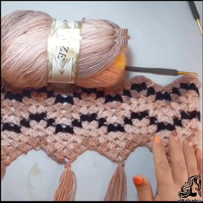 آموزش بافت شال قلاب بافی هفت هشتی