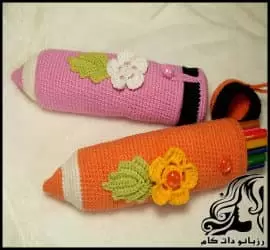بافتنی و آموزش بافت جامدادی طرح مداد - crochet20Solidity20of20pencil20drawing20tutorial