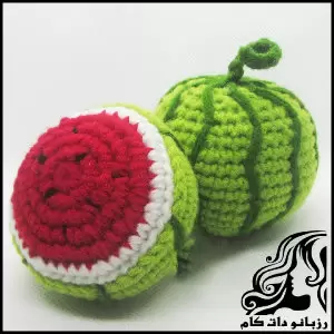 چگونه هندوانه شب یلدای قلاب بافی بسازیم؟ آموزش گامبهگام و آسان - crochet20Watermelon20pendant20for20Yalda20night20tutorial 01