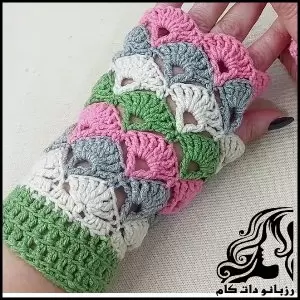 آموزش بافت دستکش زنانه چند رنگ با قلاببافی | درآمدزایی در خانه - crochet20Womens20multi20colored20gloves20tutorial 03